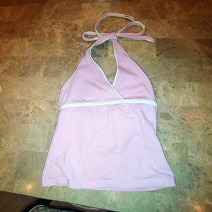 Very sporty and cute halter top. Pink with white accents